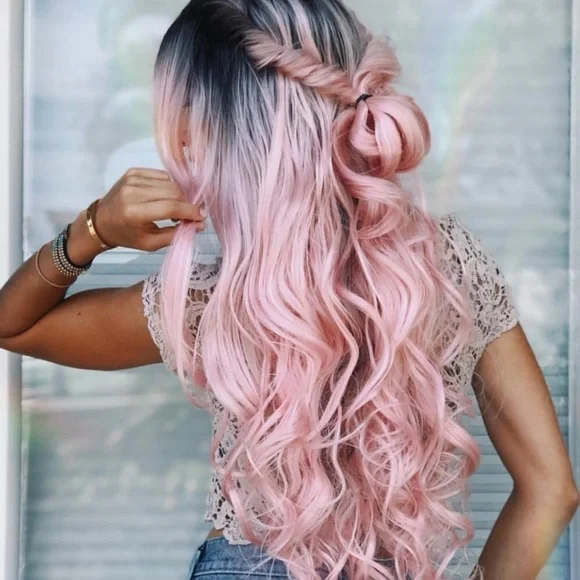 22” Pink Ombre Body Wavy Lacefront Wig *NEW* Pink Ombre Lace Front Wig 22 Body Wave Natural Hairline HD  main image 3